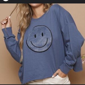 Peach Love California Brown Smiley Crop Top